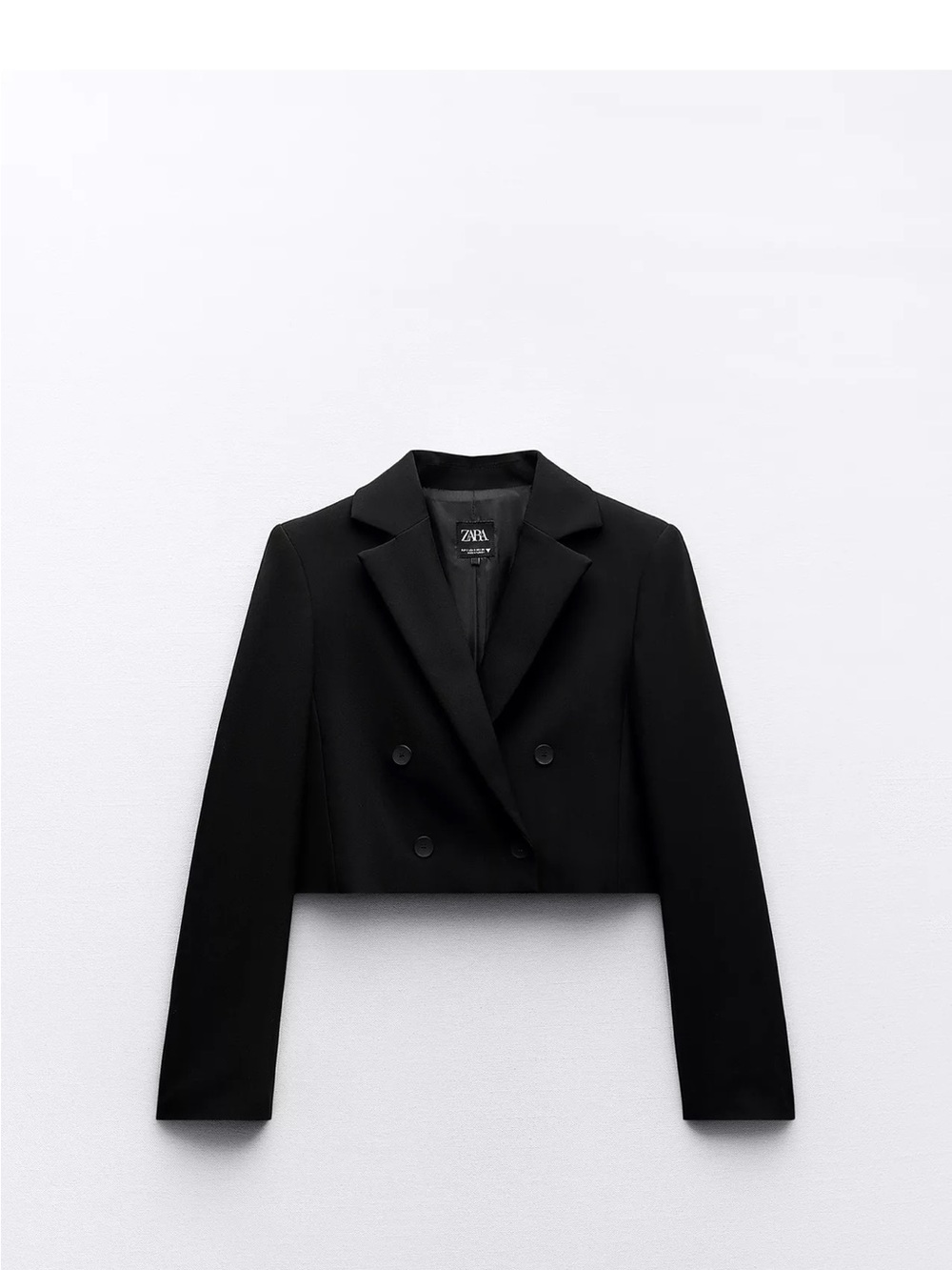 Zara Black Cropped Double-Breasted Blazer Jacket